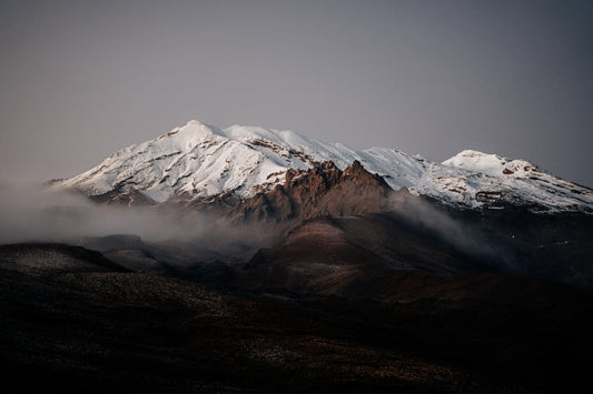 New Zealand Snow Covered Mountain Under Gray Sky
