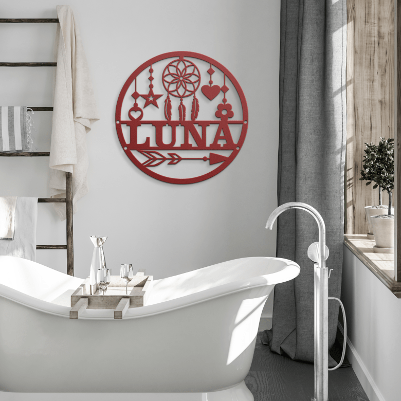 Dreamcatcher_Name_Metal_Sign_Red_Modern_Bathroom_Mockup.png