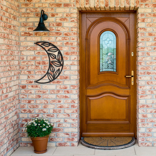 Half_Moon_Leafy_Metal_Wall_Art_Black_Brick_Entrance_Mockup.png