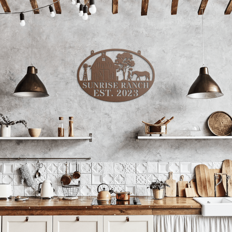 Personalized_Farmhouse_Metal_Sign_Copper_Rustic_Kitchen_Mockup.png