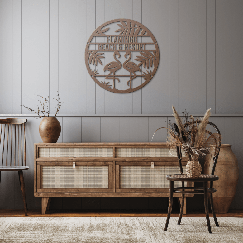 Personalized_Flamingo_Name_Metal_Sign_Copper_Rustic_Hallway_Mockup.png