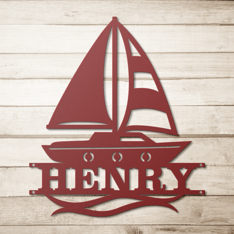 Personalized_Sailboat_Nursery_Metal_Name_Red_Simple_Wood_BKGD_Mockup.png