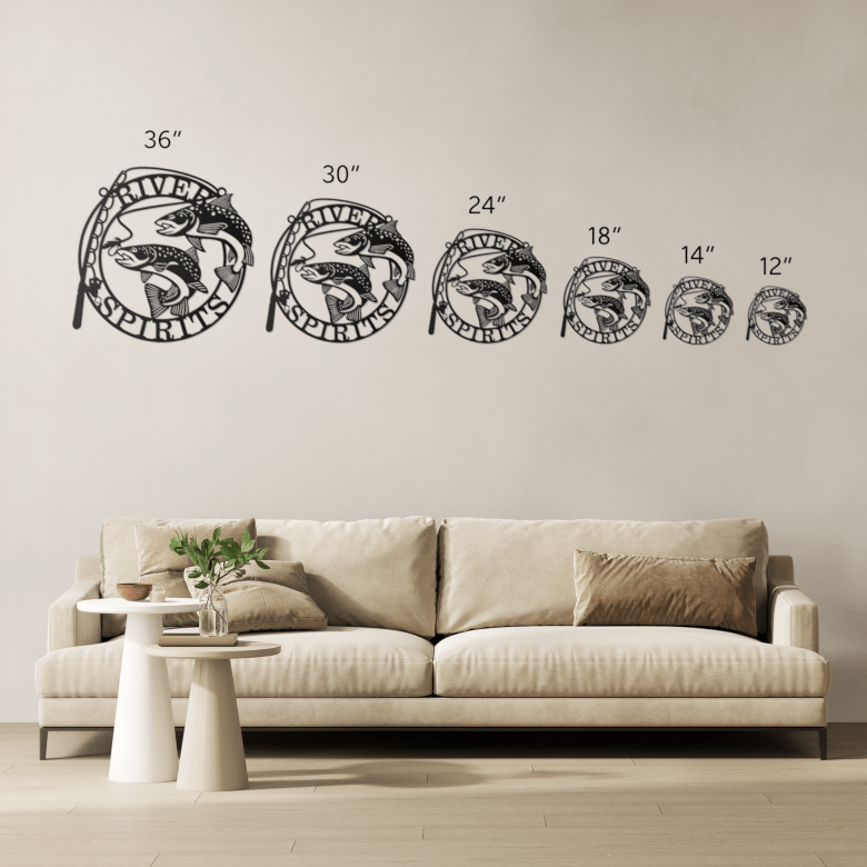 River Spirits fishing wall art in six available sizes – customizable angler decor for any space