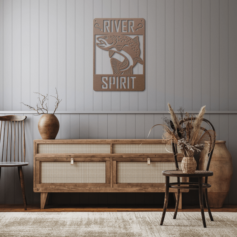 River_Trout_Metal_Wall_Art_Copper_Rustic_Hallway_Mockup.png