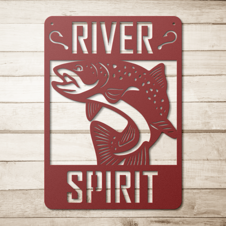 River_Trout_Metal_Wall_Art_Red_Simple_Wood_BKGD_Mockup.png