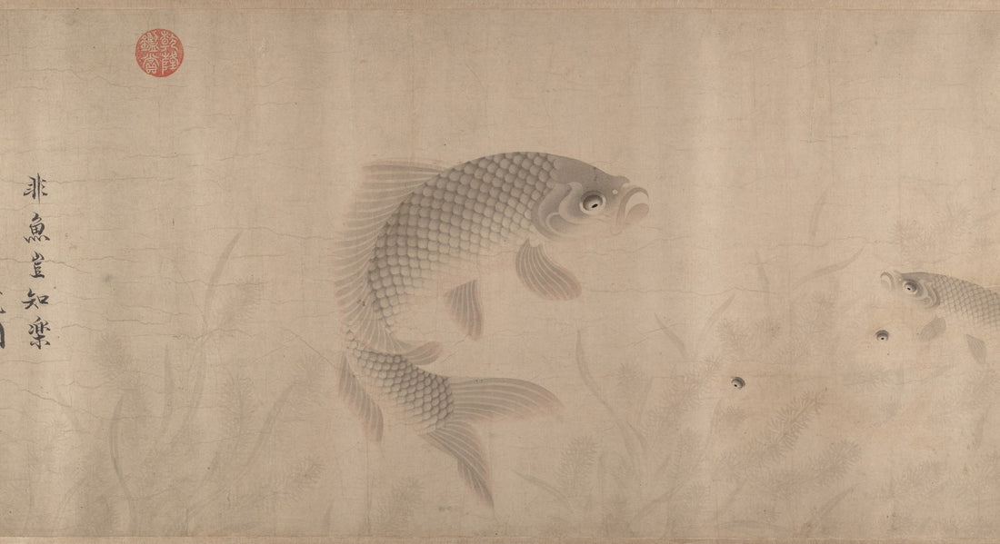The Pleasures of Fishes, Zhou Dongqing (Chinese, active late 13th century), Handscroll; ink and color on paper