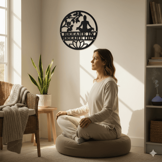 cozy sunlit meditation corner in home