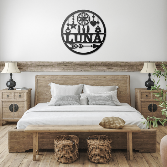 Dreamcatcher_Name_Metal_Sign_Black_Farmhouse_Bedroom_Mockup.png